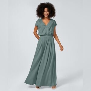 NWT HALARA- V NECK SHORT SLEEVE SIDE POCKET-WIDE LEG FLOWY JUMPSUIT size L